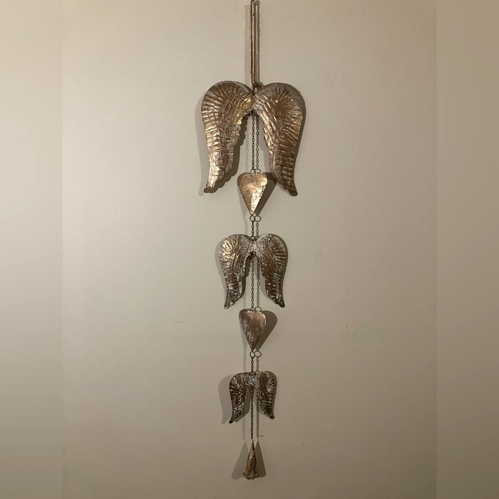 Angel wings and heart boho wall hanging